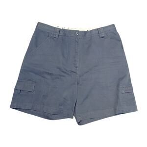 Quest Cargo Shorts High Rise Regular Fit Flat Front Blue Cotton Womens Size 12
